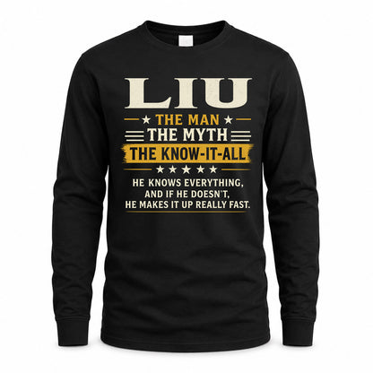 LIU TM90-K04-125 - NAME Legendary Know-It-All Personalized Funny Shirt