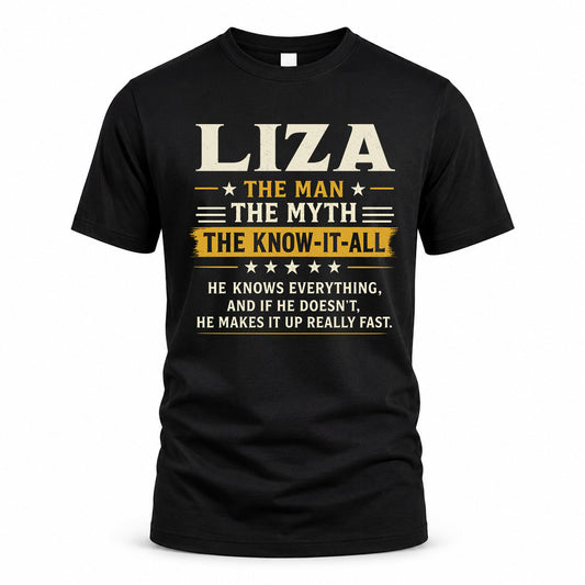 LIZA TM90-K04-125 - NAME Legendary Know-It-All Personalized Funny Shirt