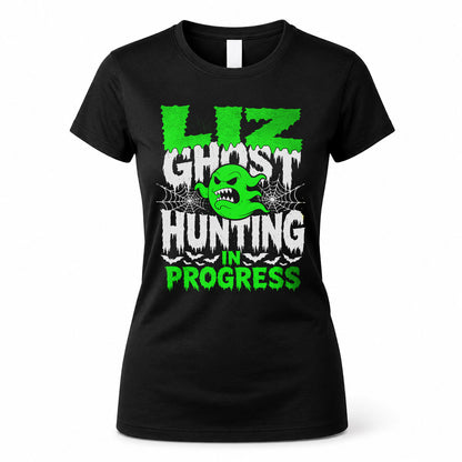 LIZ HW22-K06-109 - NAME Ghost Hunting In Progress Personalized Halloween Shirt