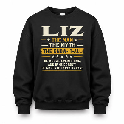 LIZ TM90-K04-125 - NAME Legendary Know-It-All Personalized Funny Shirt
