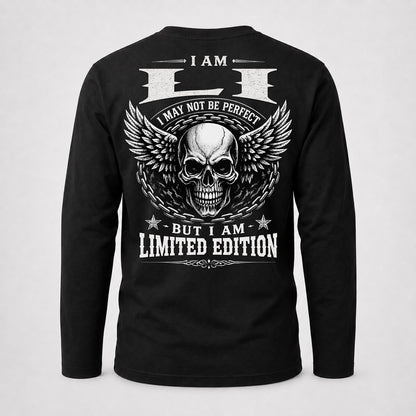 LI P01-K24-229 – Personalized Skull Graphic Apparel “I Am NAME I May Not Be Perfect But I Am Limited Edition”