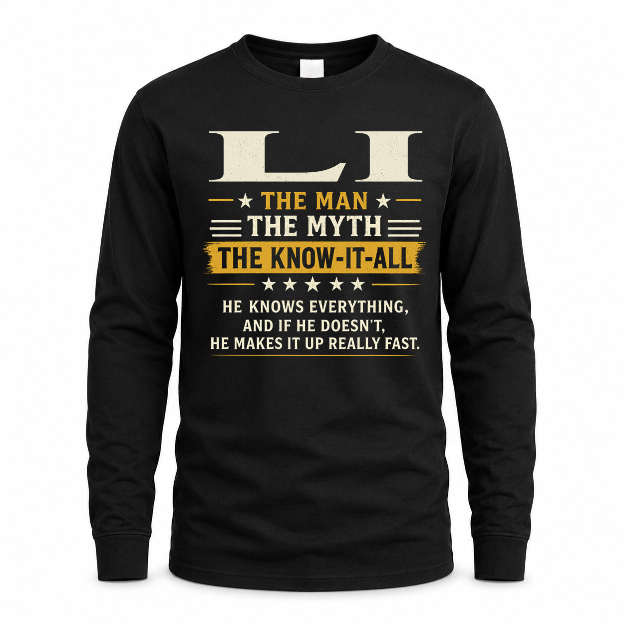 LI TM90-K04-125 - NAME Legendary Know-It-All Personalized Funny Shirt