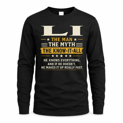 LI TM90-K04-125 - NAME Legendary Know-It-All Personalized Funny Shirt