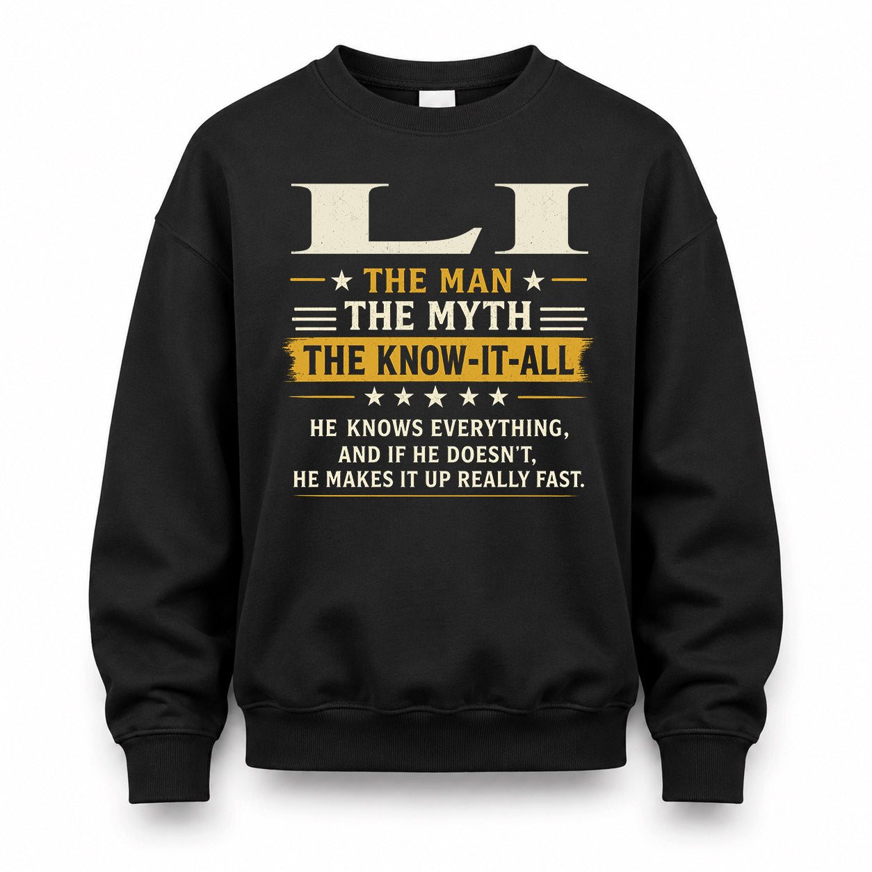 LI TM90-K04-125 - NAME Legendary Know-It-All Personalized Funny Shirt