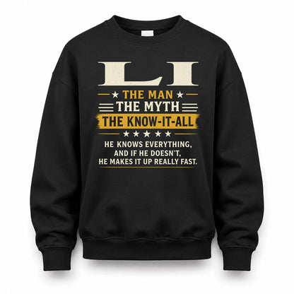 LI TM90-K04-125 - NAME Legendary Know-It-All Personalized Funny Shirt