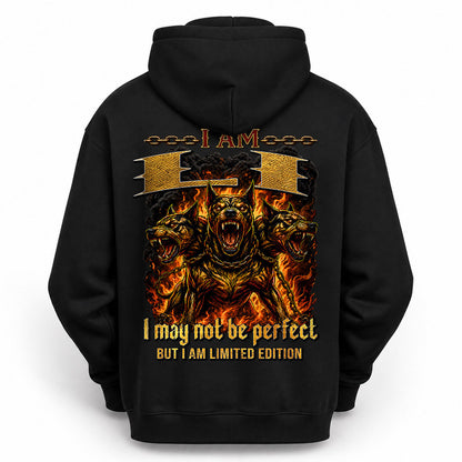 LI MP88-F2-168–Personalized Bold Quote Apparel “I Am NAME I May Not Be Perfect But I Am Limited Edition