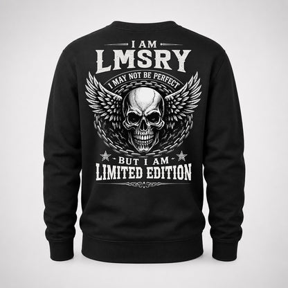 LMSRY P01-K24-229 – Personalized Skull Graphic Apparel “I Am NAME I May Not Be Perfect But I Am Limited Edition”