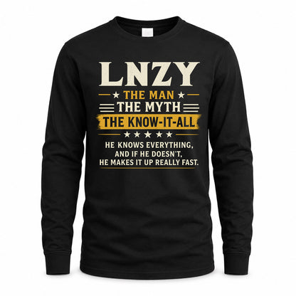 LNZY TM90-K04-125 - NAME Legendary Know-It-All Personalized Funny Shirt