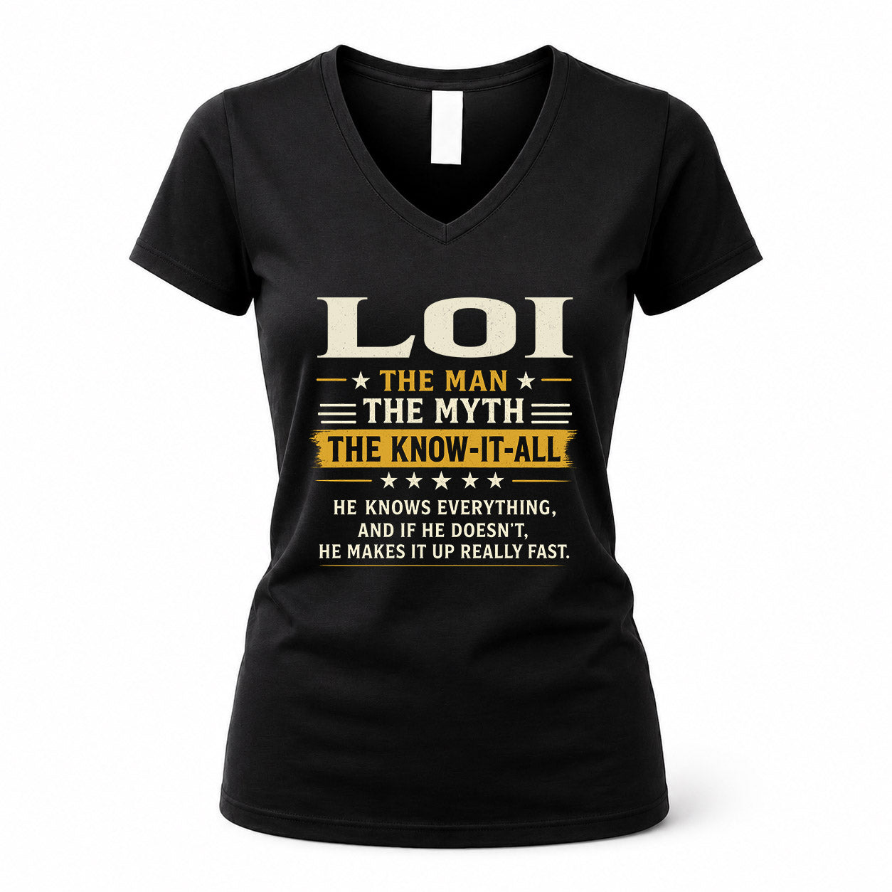 LOI TM90-K04-125 - NAME Legendary Know-It-All Personalized Funny Shirt