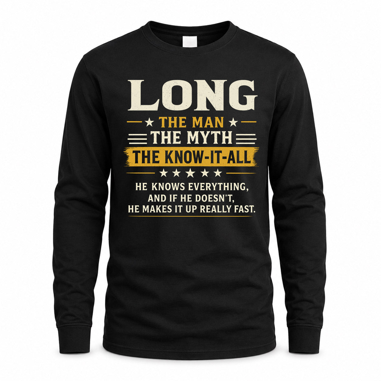 LONG TM90-K04-125 - NAME Legendary Know-It-All Personalized Funny Shirt