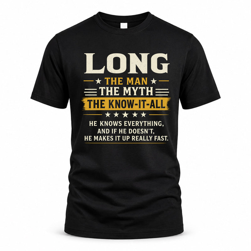 LONG TM90-K04-125 - NAME Legendary Know-It-All Personalized Funny Shirt