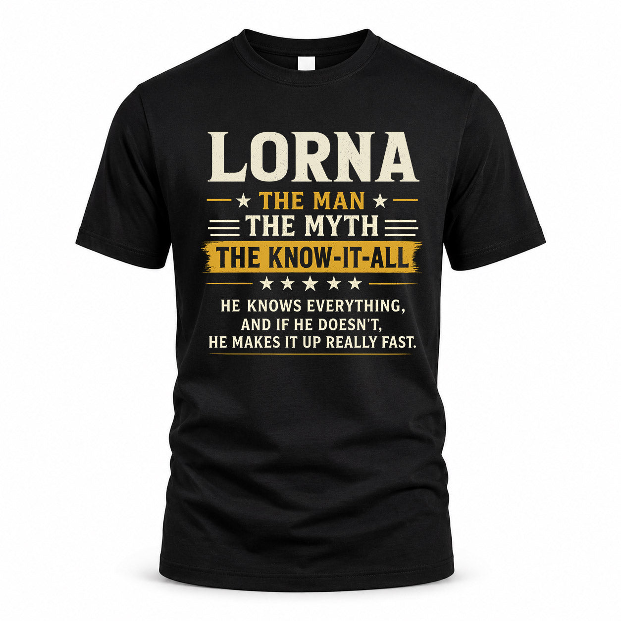 LORNA TM90-K04-125 - NAME Legendary Know-It-All Personalized Funny Shirt