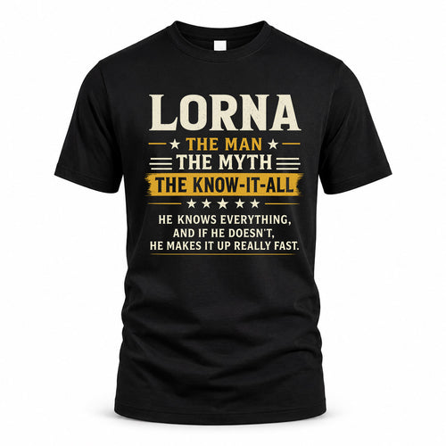 LORNA TM90-K04-125 - NAME Legendary Know-It-All Personalized Funny Shirt