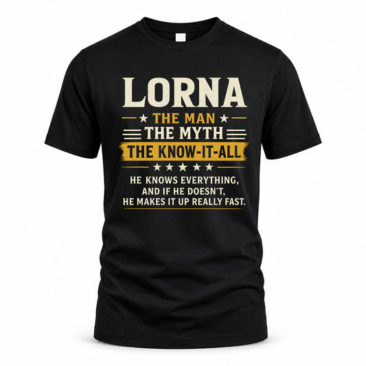 LORNA TM90-K04-125 - NAME Legendary Know-It-All Personalized Funny Shirt