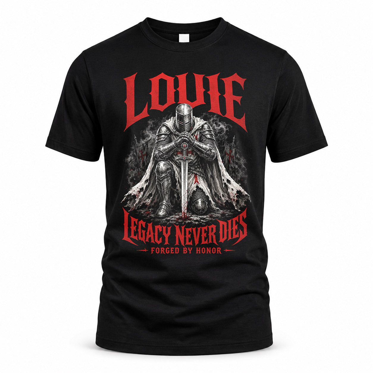 LOUIE HS90-K04-109 - NAME Legacy Never Dies Forged By Honor Personalized Knight