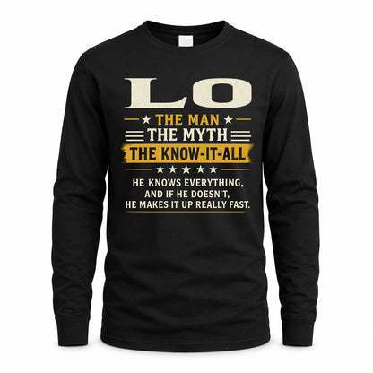 LO TM90-K04-125 - NAME Legendary Know-It-All Personalized Funny Shirt