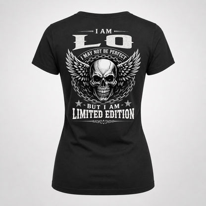 LO P01-K24-229 – Personalized Skull Graphic Apparel “I Am NAME I May Not Be Perfect But I Am Limited Edition”