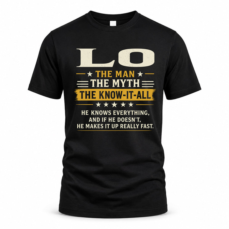 LO TM90-K04-125 - NAME Legendary Know-It-All Personalized Funny Shirt