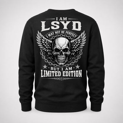 LSYD P01-K24-229 – Personalized Skull Graphic Apparel “I Am NAME I May Not Be Perfect But I Am Limited Edition”