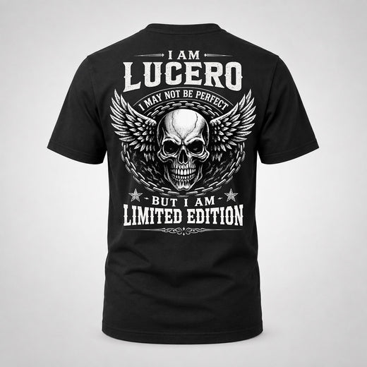 LUCERO P01-K24-229 – Personalized Skull Graphic Apparel “I Am NAME I May Not Be Perfect But I Am Limited Edition”