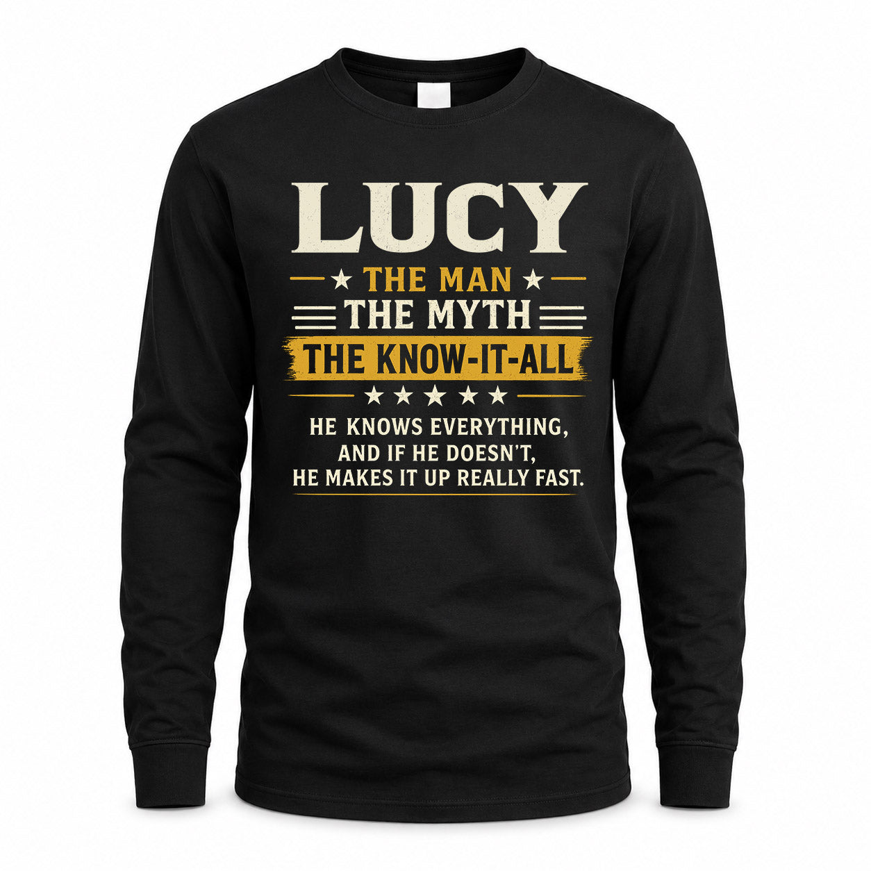 LUCY TM90-K04-125 - NAME Legendary Know-It-All Personalized Funny Shirt