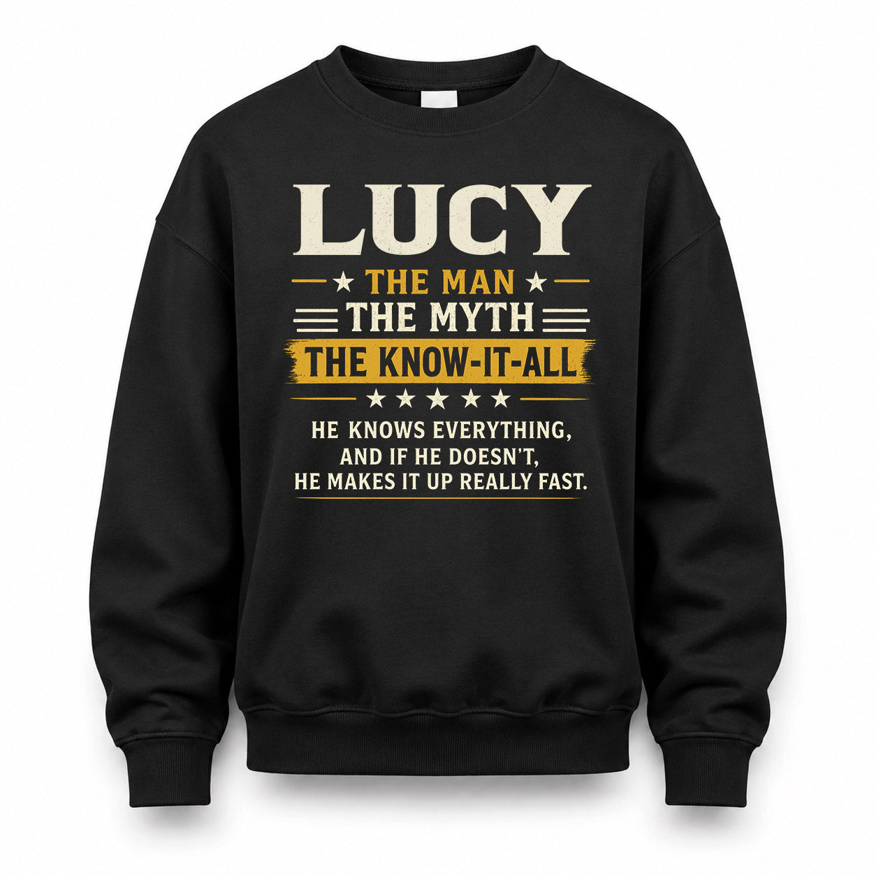 LUCY TM90-K04-125 - NAME Legendary Know-It-All Personalized Funny Shirt