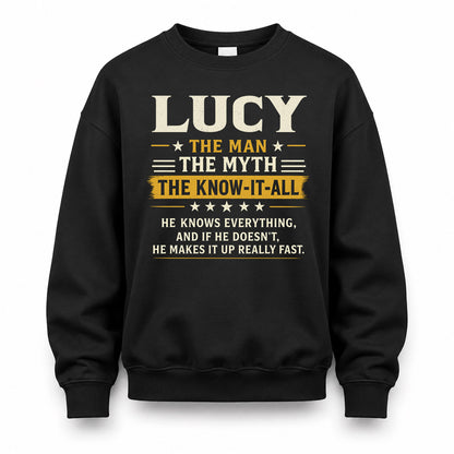 LUCY TM90-K04-125 - NAME Legendary Know-It-All Personalized Funny Shirt