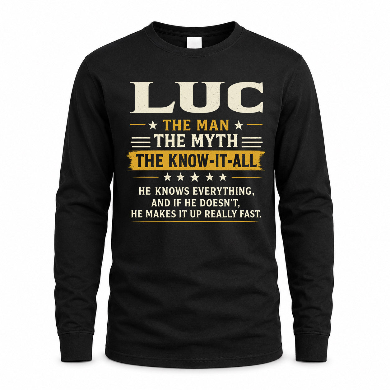 LUC TM90-K04-125 - NAME Legendary Know-It-All Personalized Funny Shirt