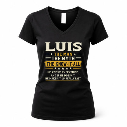 LUIS TM90-K04-125 - NAME Legendary Know-It-All Personalized Funny Shirt