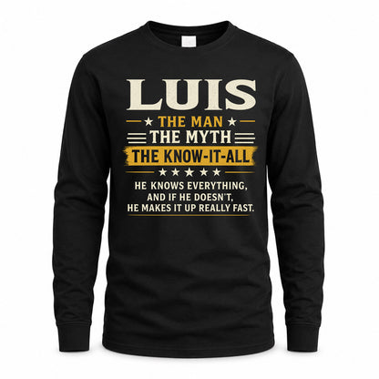 LUIS TM90-K04-125 - NAME Legendary Know-It-All Personalized Funny Shirt
