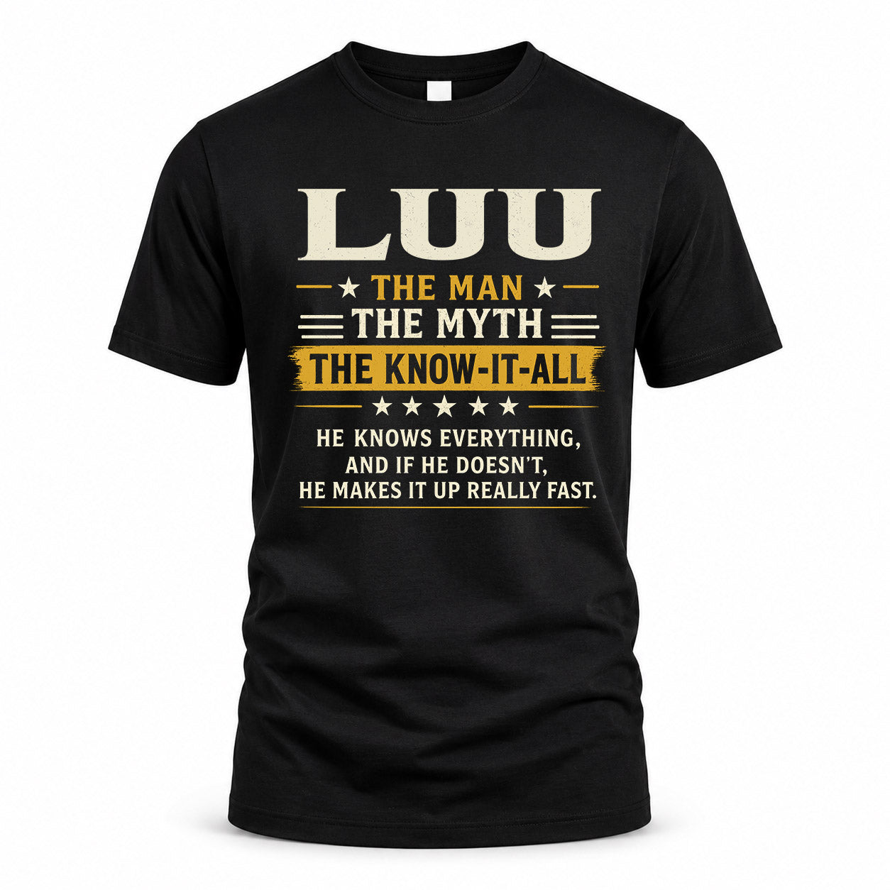 LUU TM90-K04-125 - NAME Legendary Know-It-All Personalized Funny Shirt