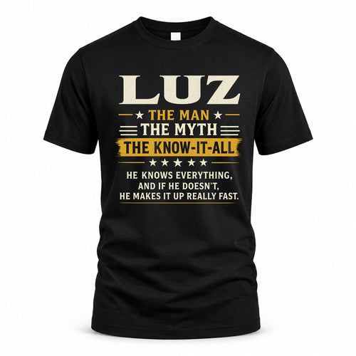 LUZ TM90-K04-125 - NAME Legendary Know-It-All Personalized Funny Shirt