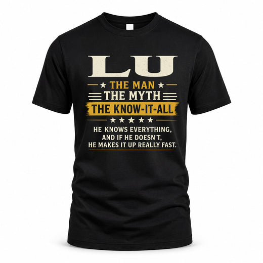 LU TM90-K04-125 - NAME Legendary Know-It-All Personalized Funny Shirt