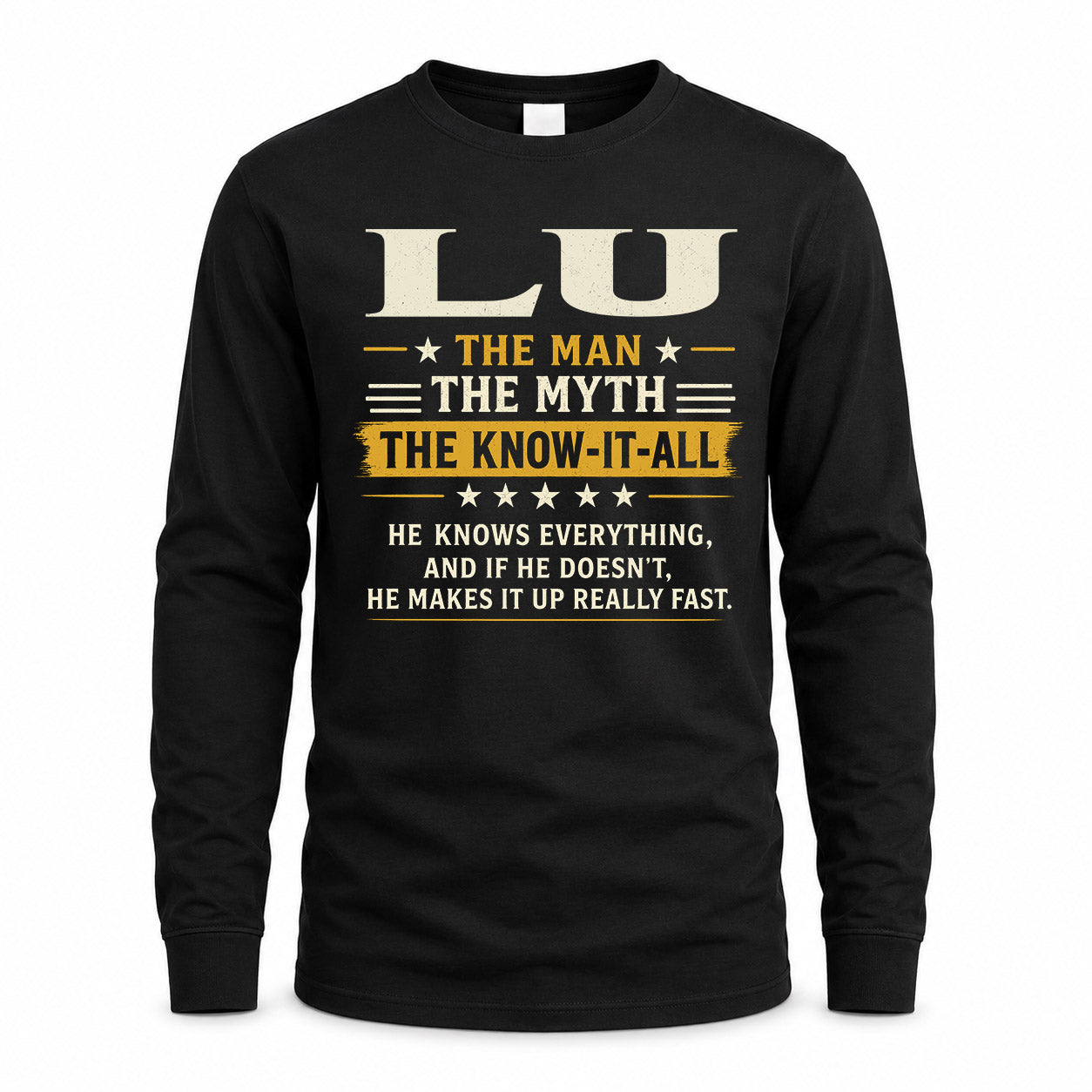 LU TM90-K04-125 - NAME Legendary Know-It-All Personalized Funny Shirt