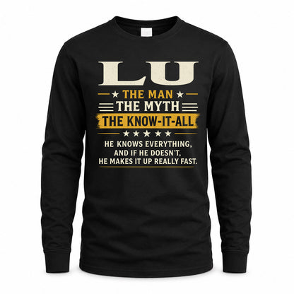 LU TM90-K04-125 - NAME Legendary Know-It-All Personalized Funny Shirt