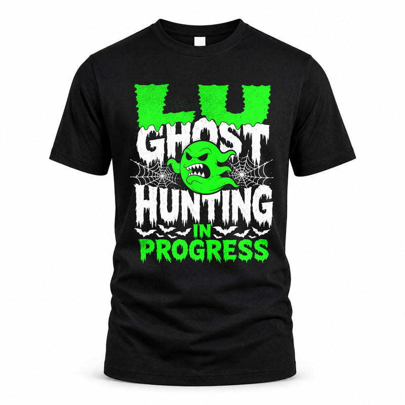 LU HW22-K06-109 - NAME Ghost Hunting In Progress Personalized Halloween Shirt