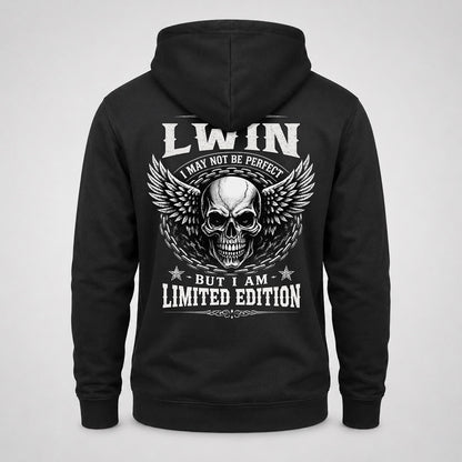 LWIN P01-K24-229 – Personalized Skull Graphic Apparel “I Am NAME I May Not Be Perfect But I Am Limited Edition”