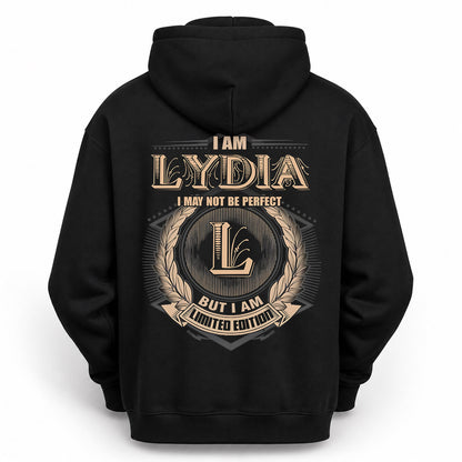 LYDIA PH55-T25-Personalized Name Quote Apparel “I Am NAME May Not Be Perfect But I Am Limited Edition”
