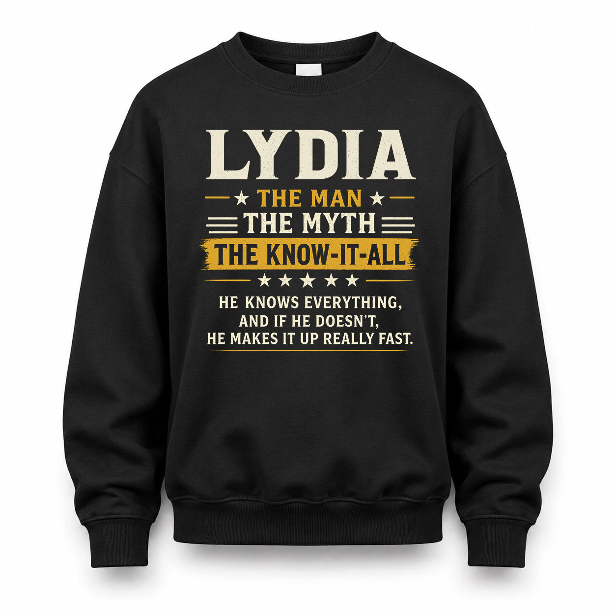 LYDIA TM90-K04-125 - NAME Legendary Know-It-All Personalized Funny Shirt