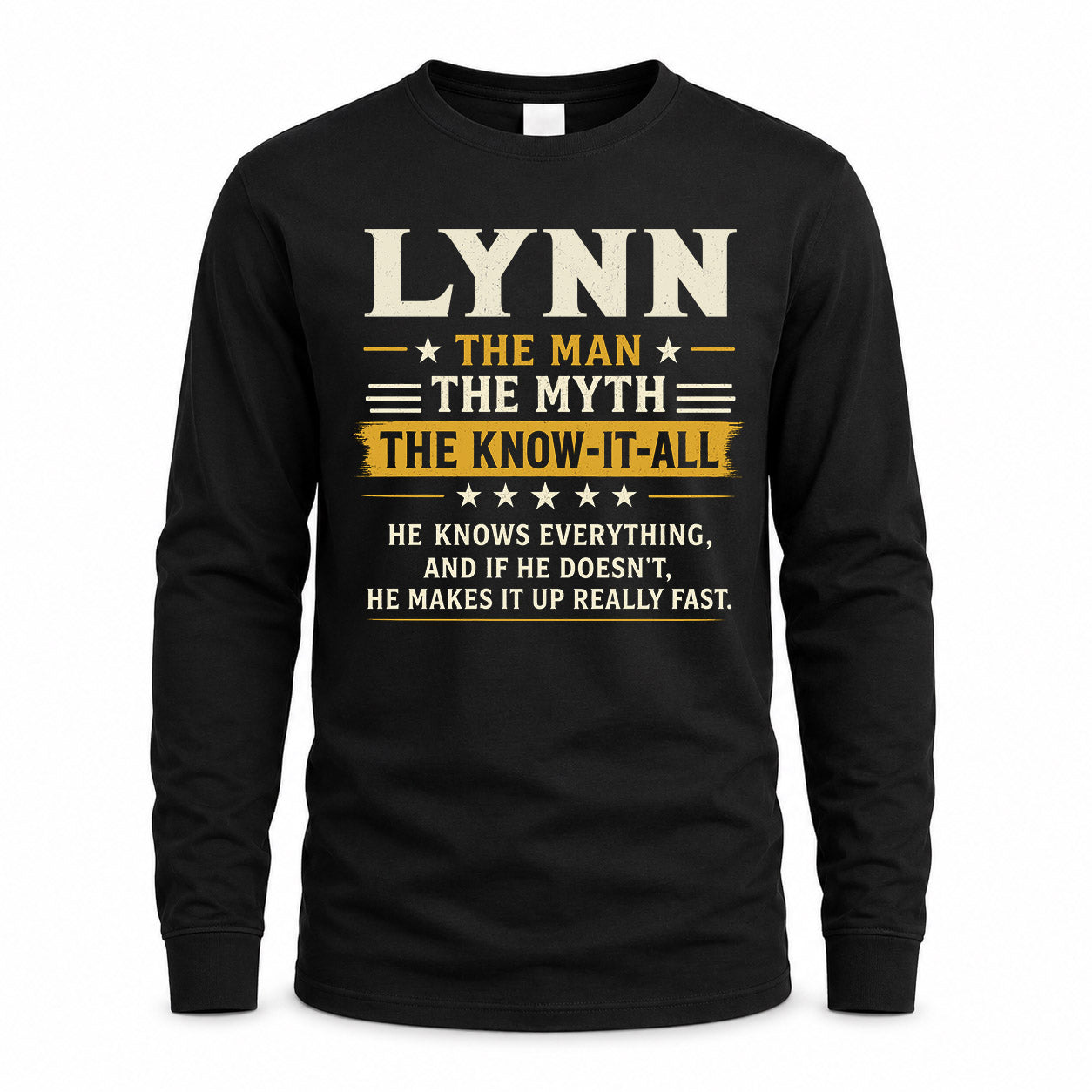 LYNN TM90-K04-125 - NAME Legendary Know-It-All Personalized Funny Shirt