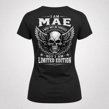 MAE P01-K24-229 – Personalized Skull Graphic Apparel “I Am NAME I May Not Be Perfect But I Am Limited Edition”