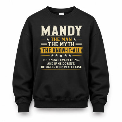 MANDY TM90-K04-125 - NAME Legendary Know-It-All Personalized Funny Shirt