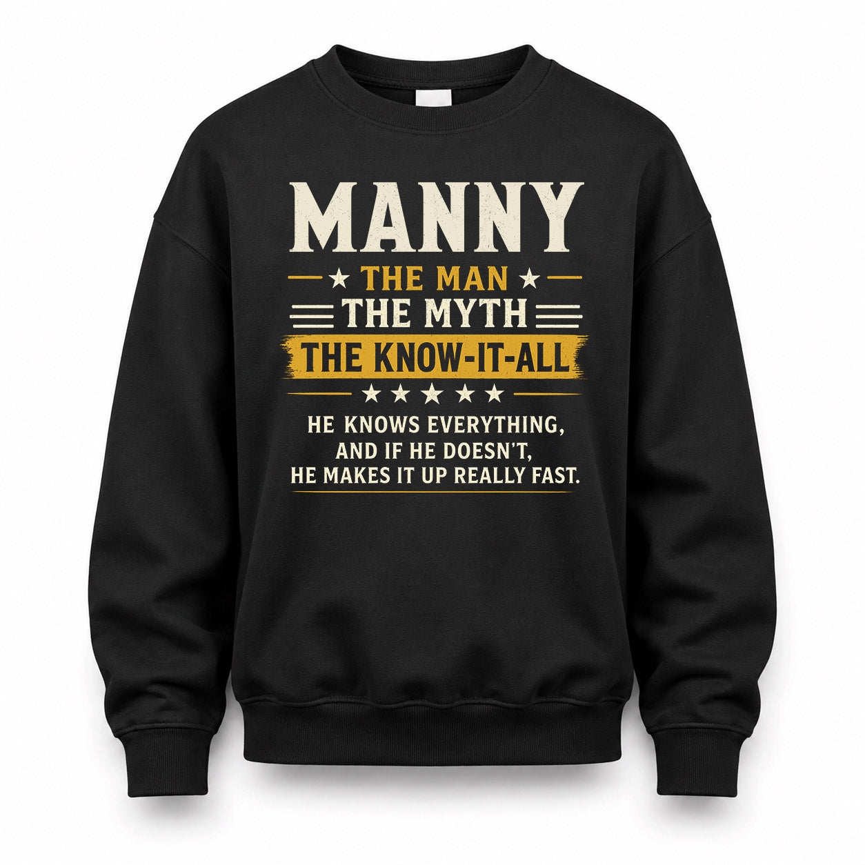 MANNY TM90-K04-125 - NAME Legendary Know-It-All Personalized Funny Shirt