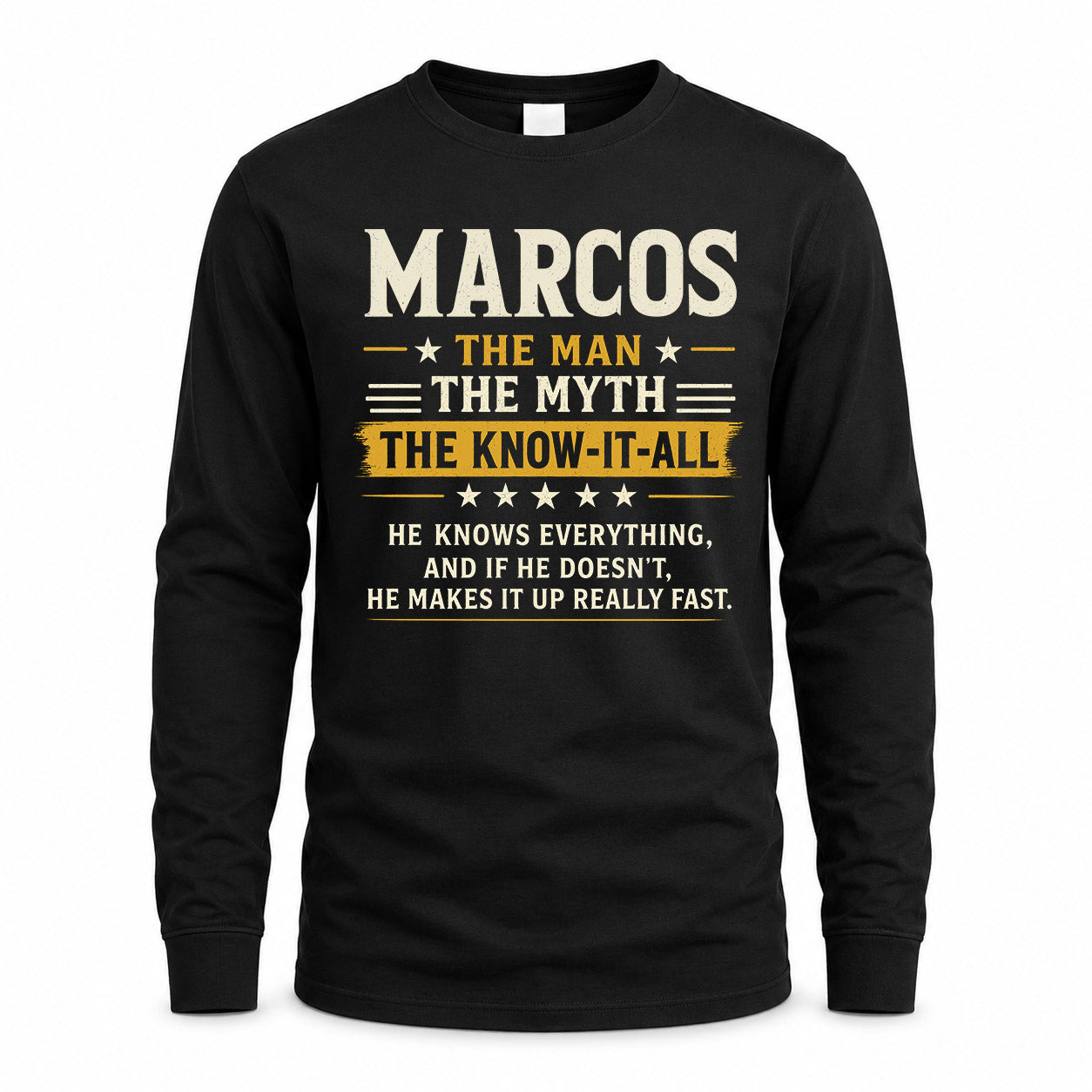 MARCOS TM90-K04-125 - NAME Legendary Know-It-All Personalized Funny Shirt