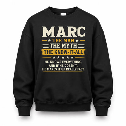 MARC TM90-K04-125 - NAME Legendary Know-It-All Personalized Funny Shirt
