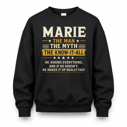 MARIE TM90-K04-125 - NAME Legendary Know-It-All Personalized Funny Shirt
