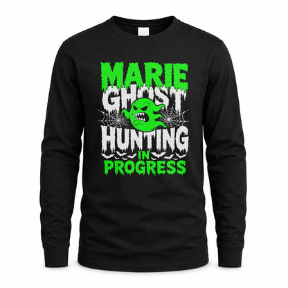 MARIE HW22-K06-109 - NAME Ghost Hunting In Progress Personalized Halloween Shirt