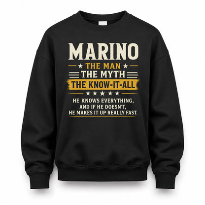 MARINO TM90-K04-125 - NAME Legendary Know-It-All Personalized Funny Shirt