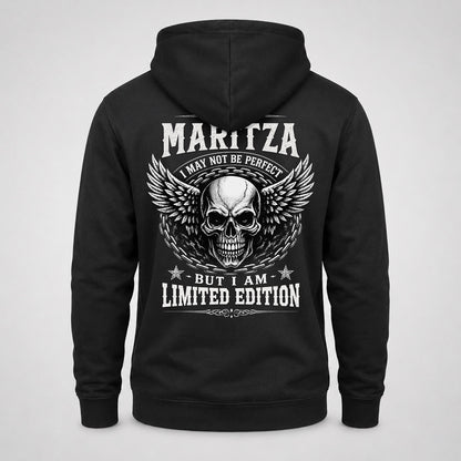 MARITZA P01-K24-229 – Personalized Skull Graphic Apparel “I Am NAME I May Not Be Perfect But I Am Limited Edition”