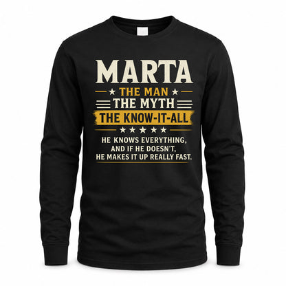 MARTA TM90-K04-125 - NAME Legendary Know-It-All Personalized Funny Shirt